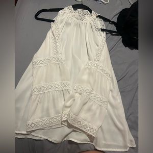 Lace long sleeve shoulder cut blouse (white)